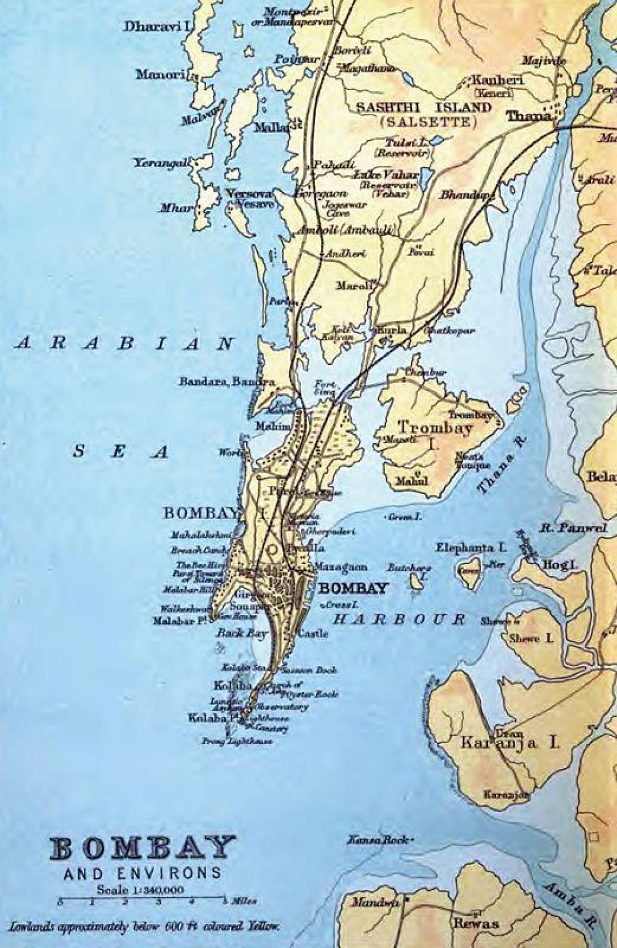 antiguo mapa de Mumbai