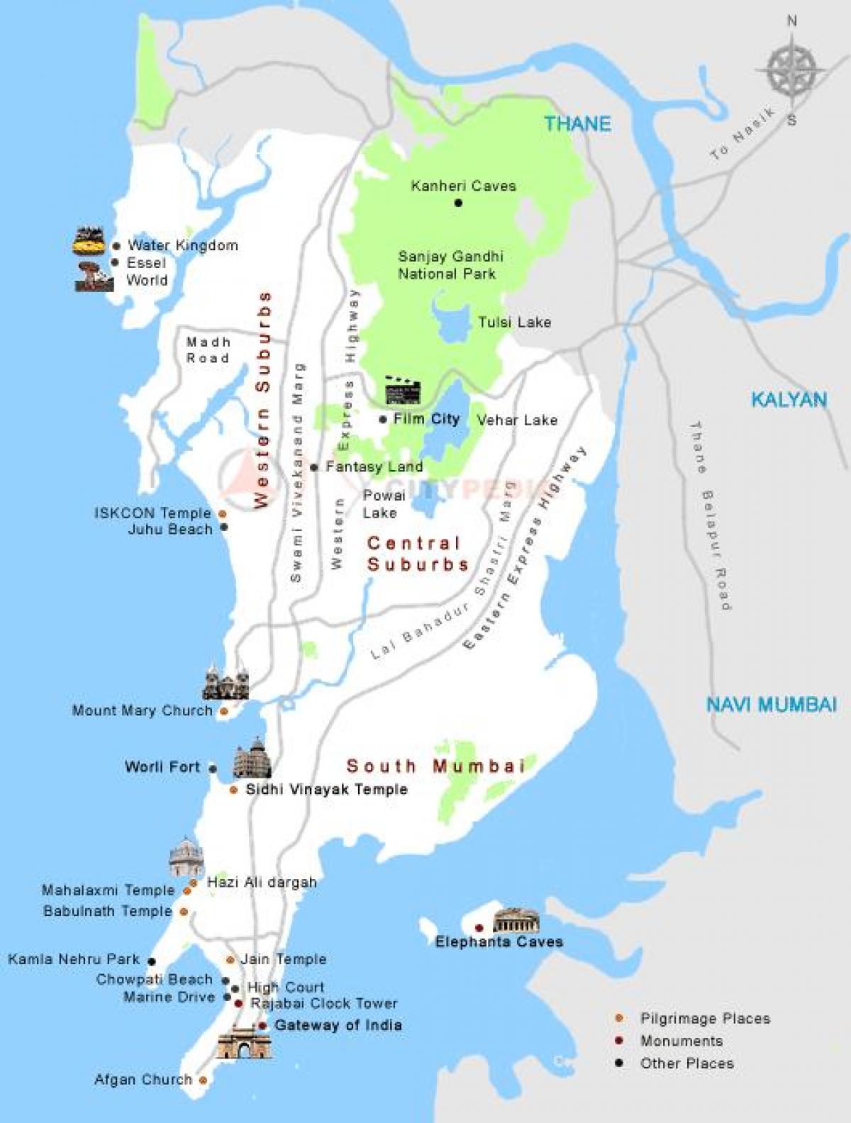 Bombay mapa de la ciudad turística
