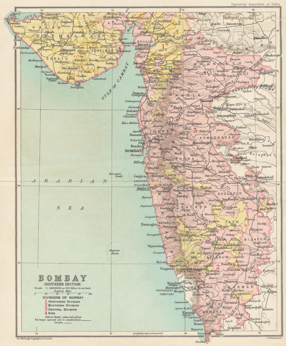 mapa de la presidencia de Bombay
