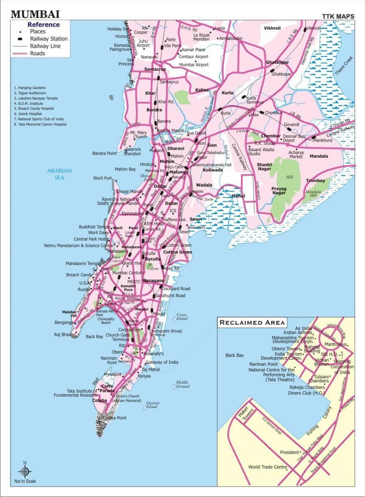 mapa de la ciudad de Bombay