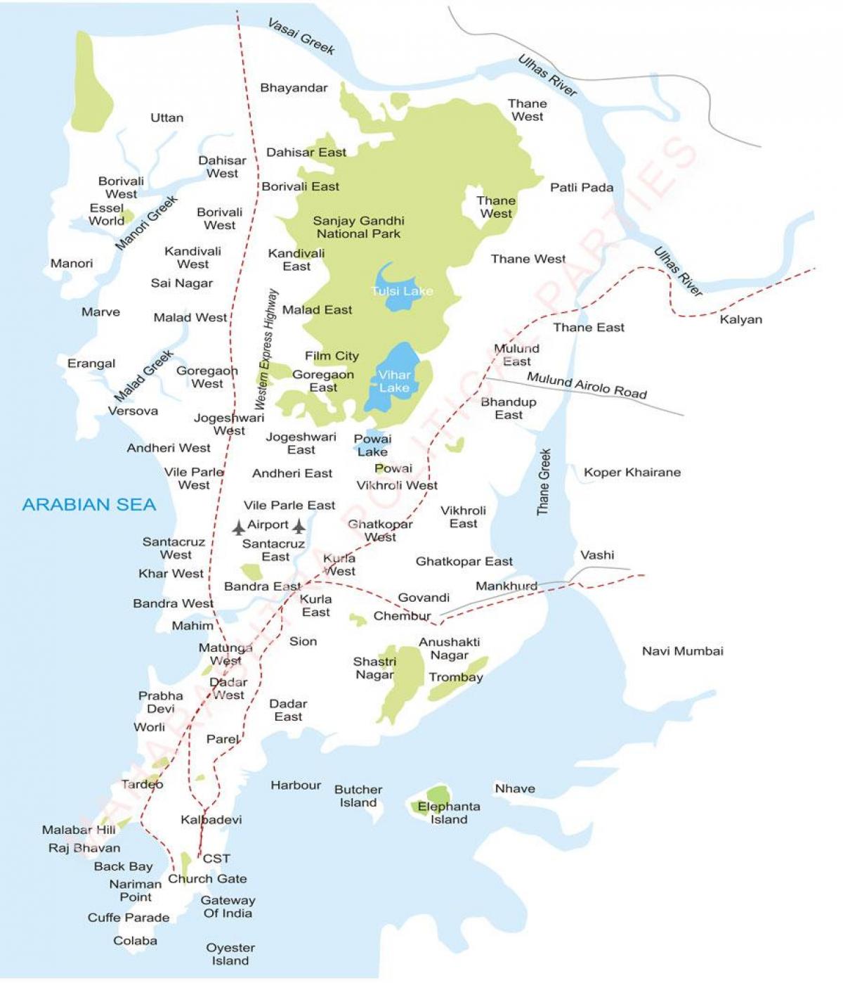 Mumbai suburbios mapa
