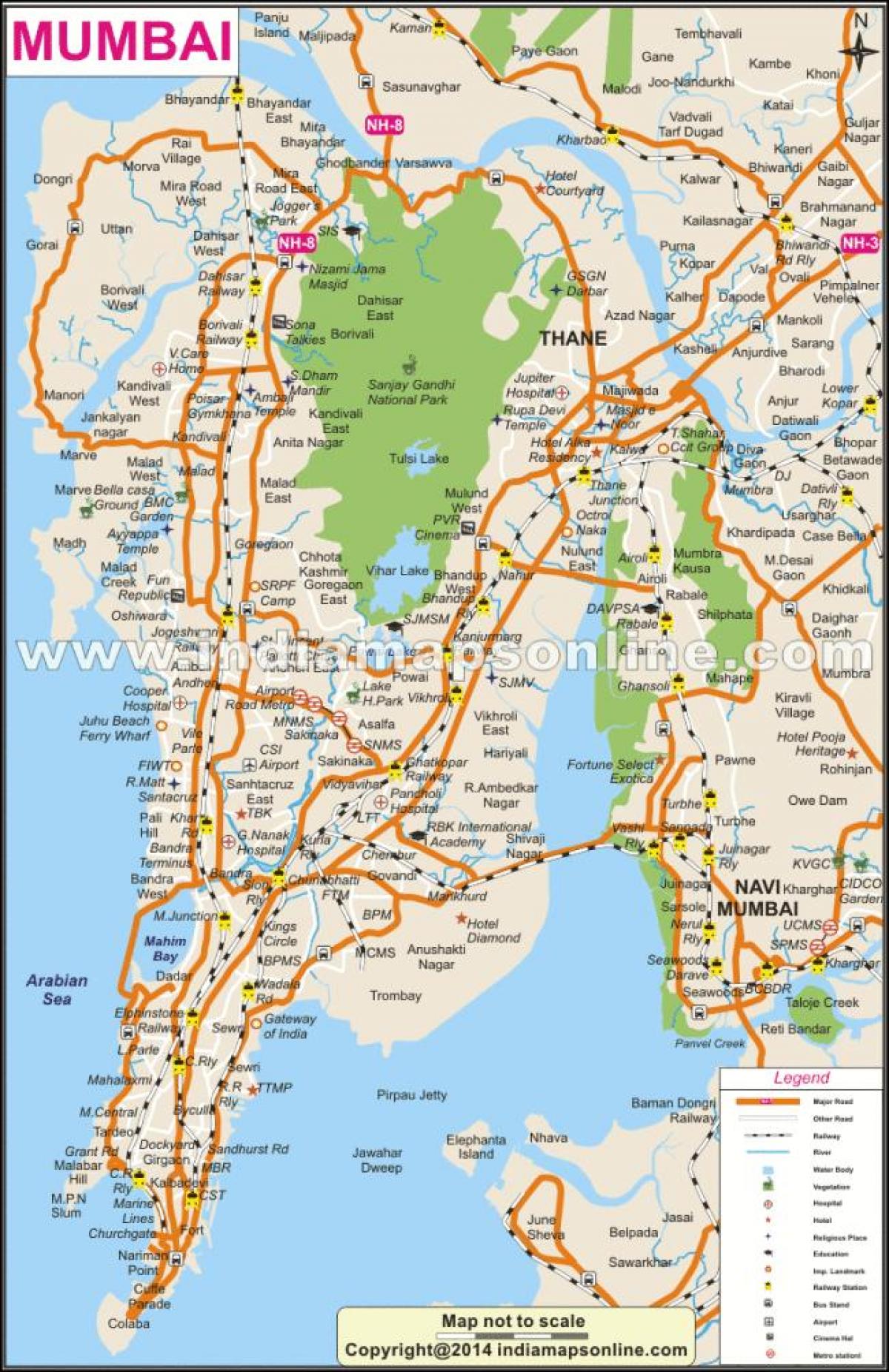 completo mapa de Mumbai