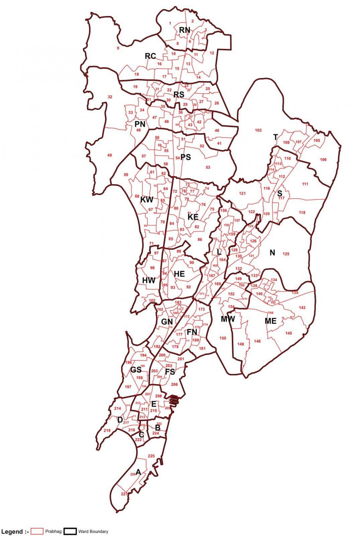 Mumbai mapa de la zona de sabios