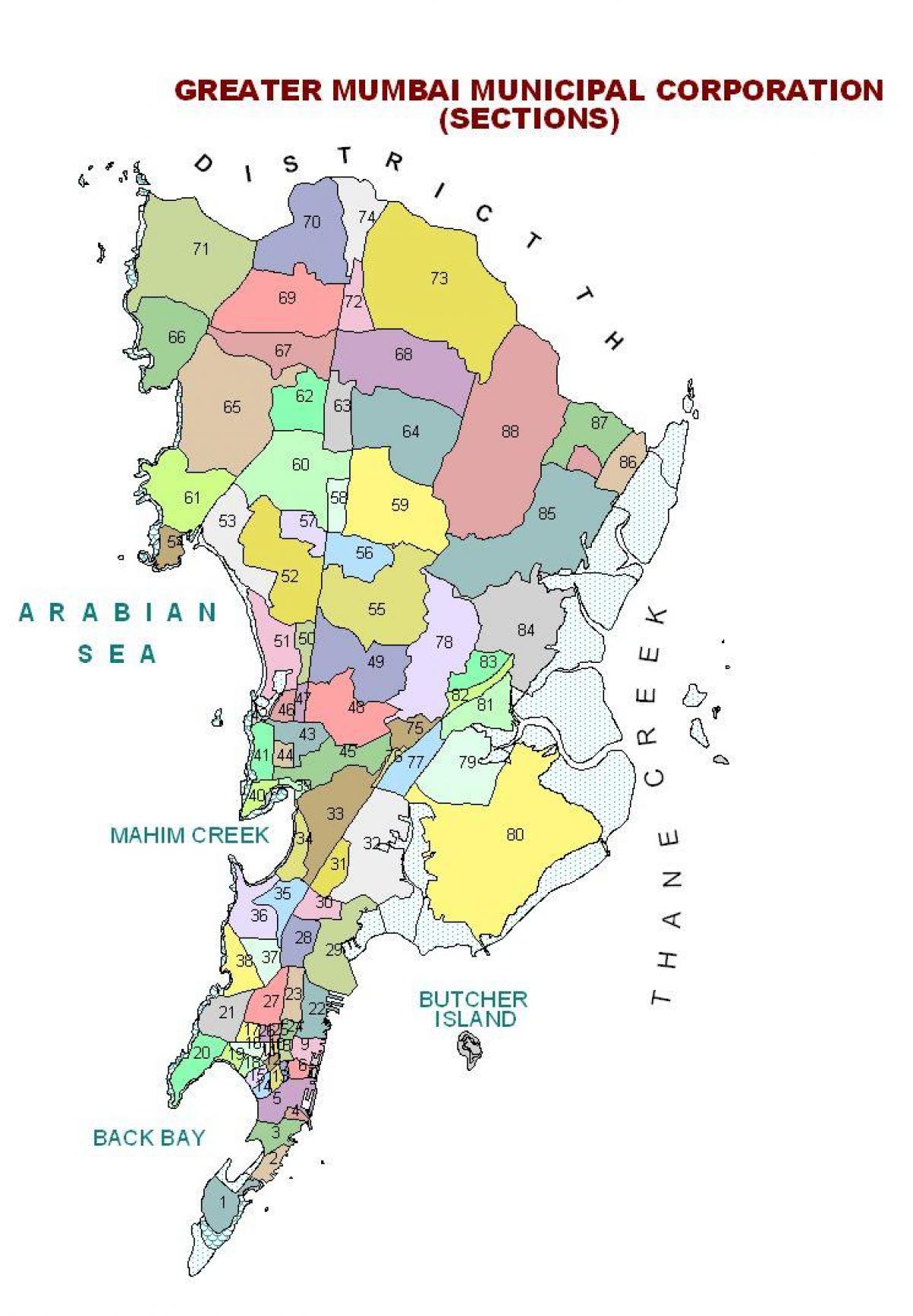 mapa de distrito de Mumbai