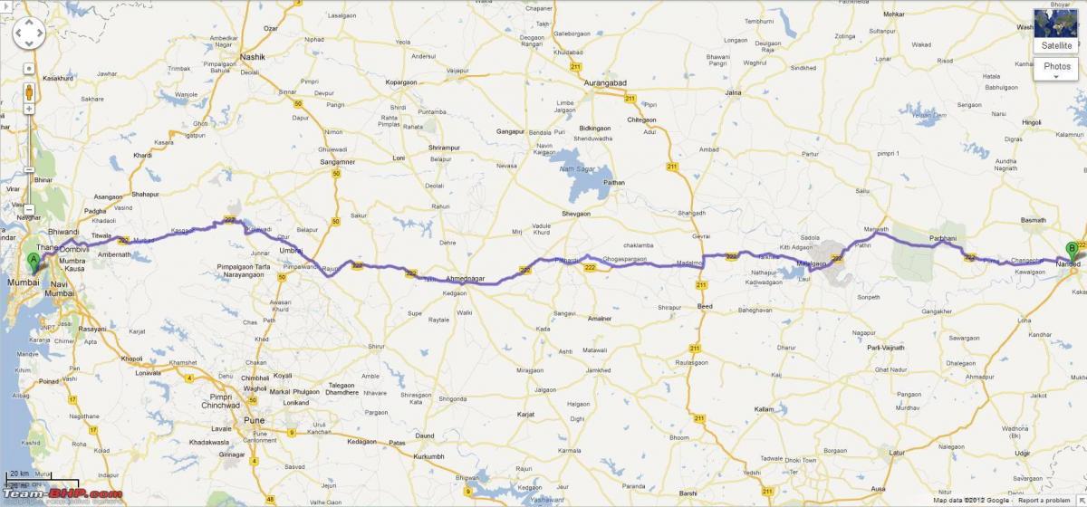 Mumbai nagpur autopista mapa de la ruta
