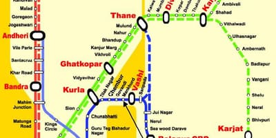 Mumbai central de la línea de mapa de estaciones de