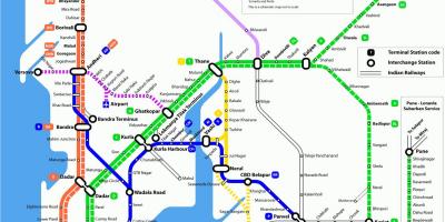 Local de tren de Mumbai mapa